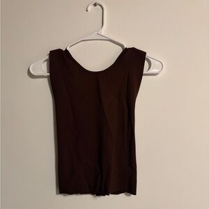 Zara Elegant Brown Sleeveless Crop Top, Criss-Cross Back